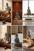 Buddha Meditation Decor Set – 6-Piece Collage of Peaceful Indoor