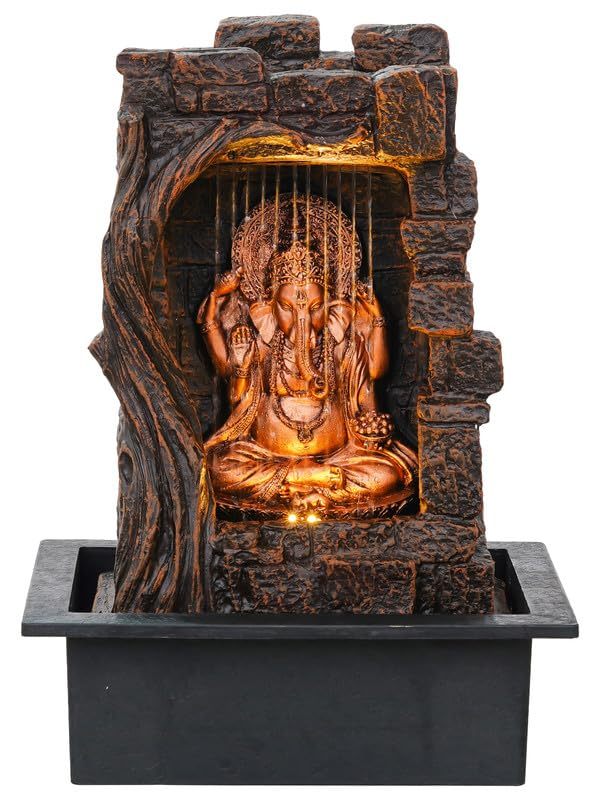 FIRSTLY GANESHA POLYFIBER WATER FOUNTAIN WITH LED LIGHT