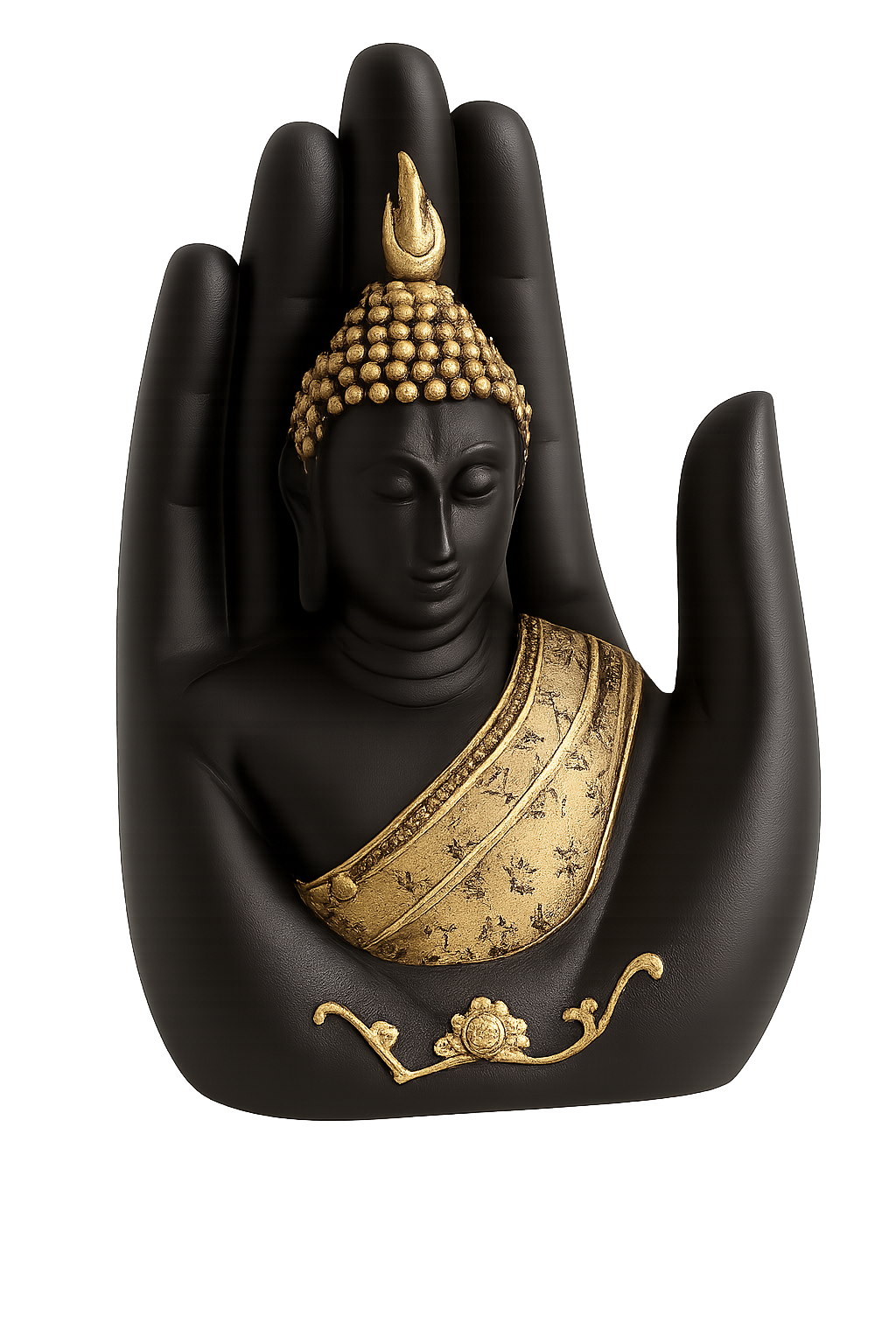 Buddha Hand Statue – Black & Gold Spiritual Decor Piece