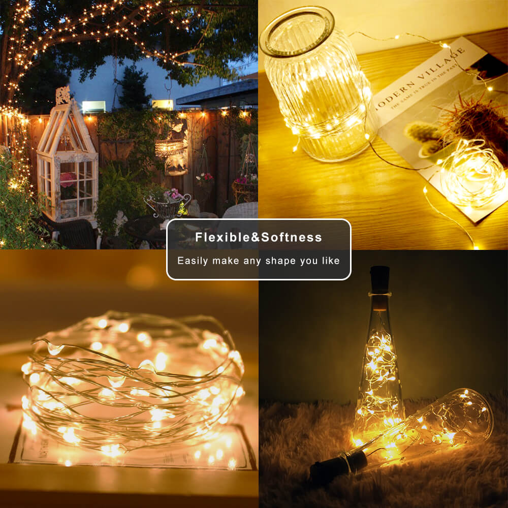 78FT 240LEDs Warm White Solar Lights Outdoor Decorative(2 Pack)